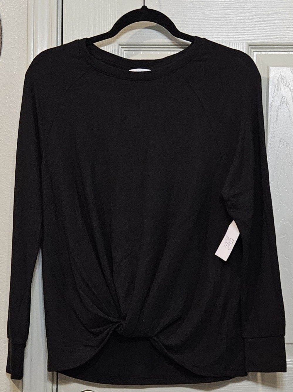 Time and Tru Black Knot-Front Long Sleeve Sweatshirt